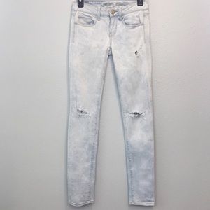 American Eagle Distressed Bleach Wash Skinny Jeans